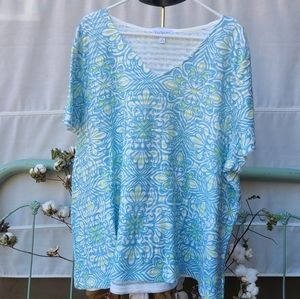 Plus Size Womens Top by Kim Roger Curvy Floral  Layers XXXL